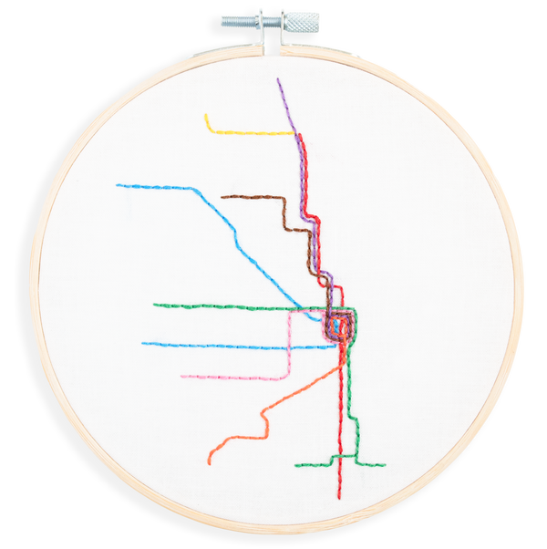 Embroidery project of Chicago "L" Map by kdornbier