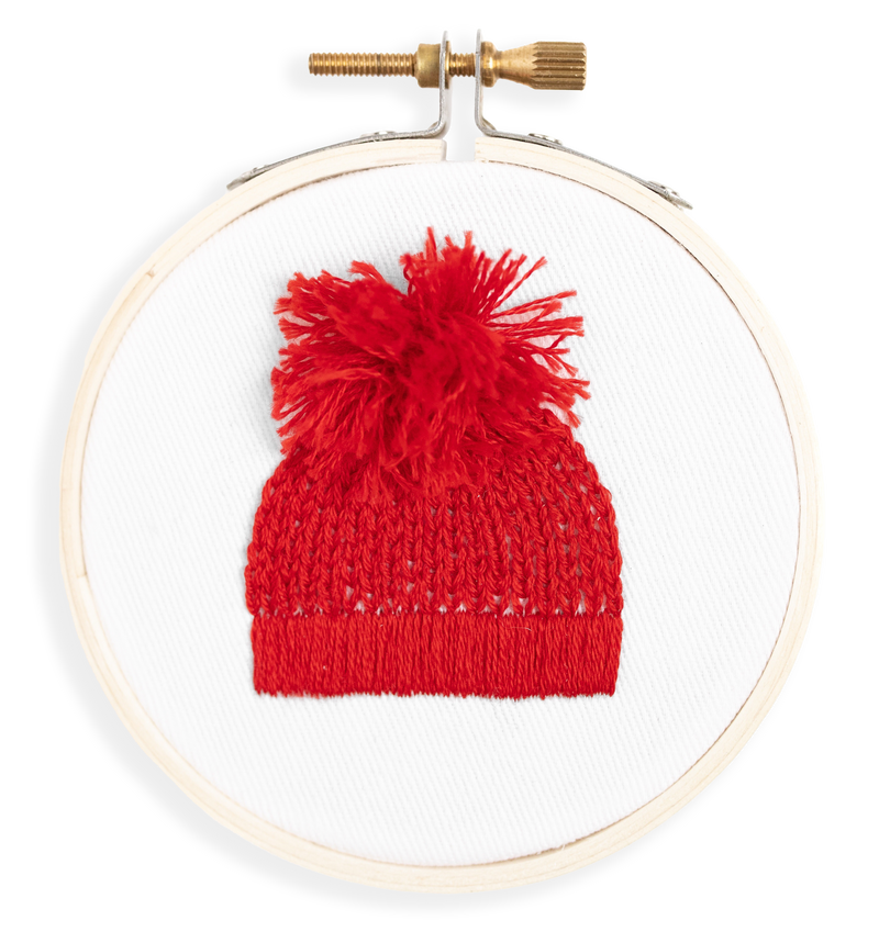 Cable Knit Hat Ornament Embroidery Kit