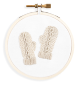 Cable Knit Mittens Ornament Embroidery Kit