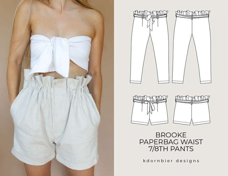 Brooke Paperbag Waist 7/8th Pants and Shorts – kdornbier designs