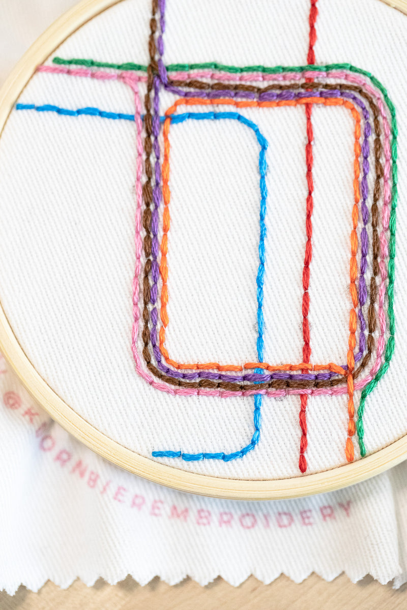 Close-up detail of CTA loop embroidery pattern