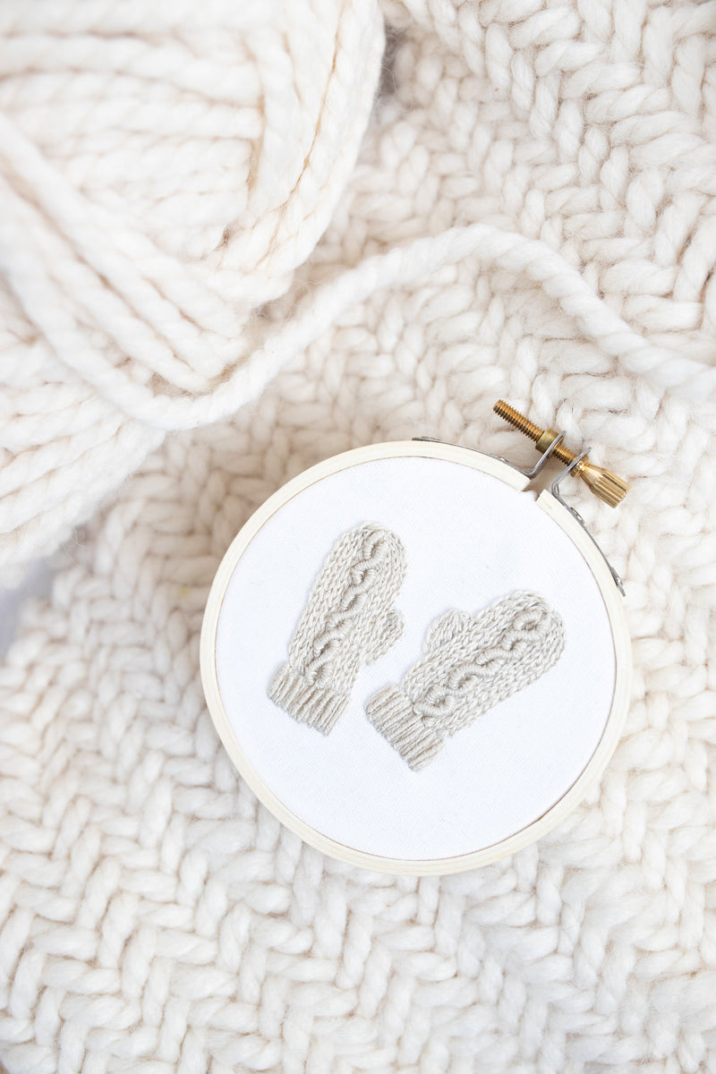 Cable Knit Mittens Digital Embroidery Pattern