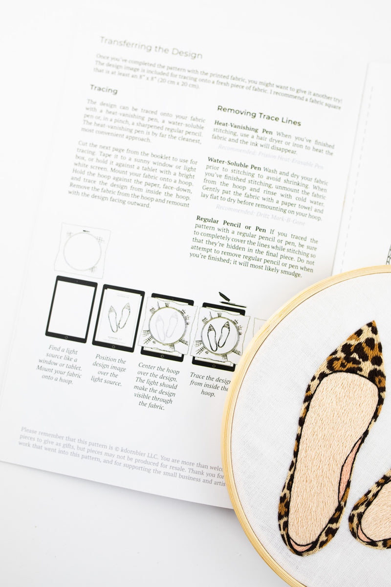 Leopard Print Flats Embroidery Kit Instructional Booklet by kdornbier