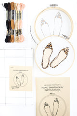 Components for embroidery kit of leopard print flats