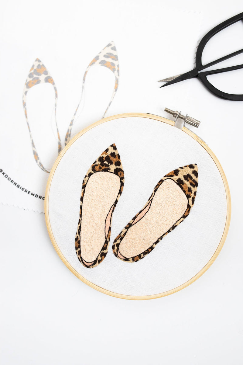 Leopard Print Flats Embroidery Kit Pre-Printed Fabric by kdornbier