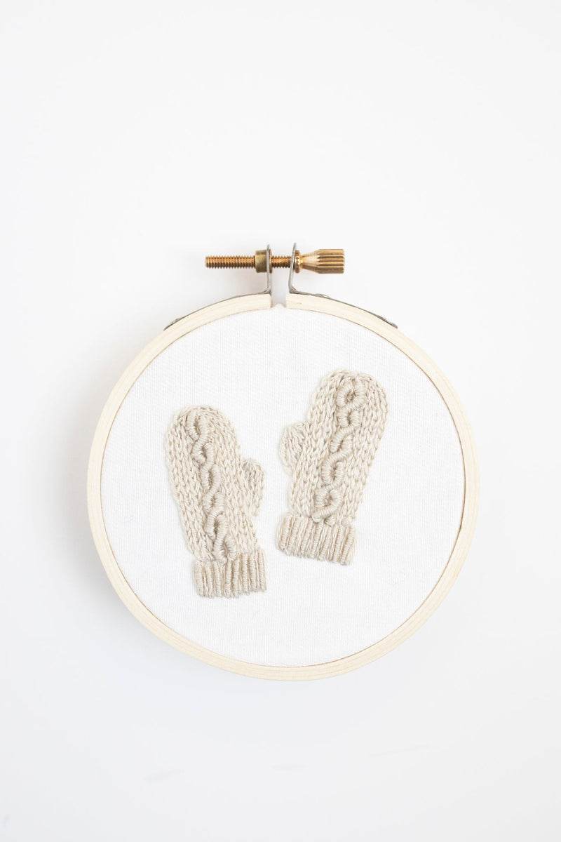 Cable Knit Mittens Easy Embroidery Kit by kdornbier